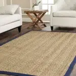 Carpet Dubai Drafted 80 Luxury Sisal Carpet With Blue Borders in Dubai