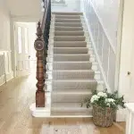 Carpet Dubai Drafted 88 Soft beige stair carpet enhancing a modern Dubai apartment.