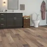 Flooring 74 Cappuccino Oak Click LVT Flooring Installed in Bathroom