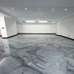 High-gloss epoxy flooring in a commercial Space