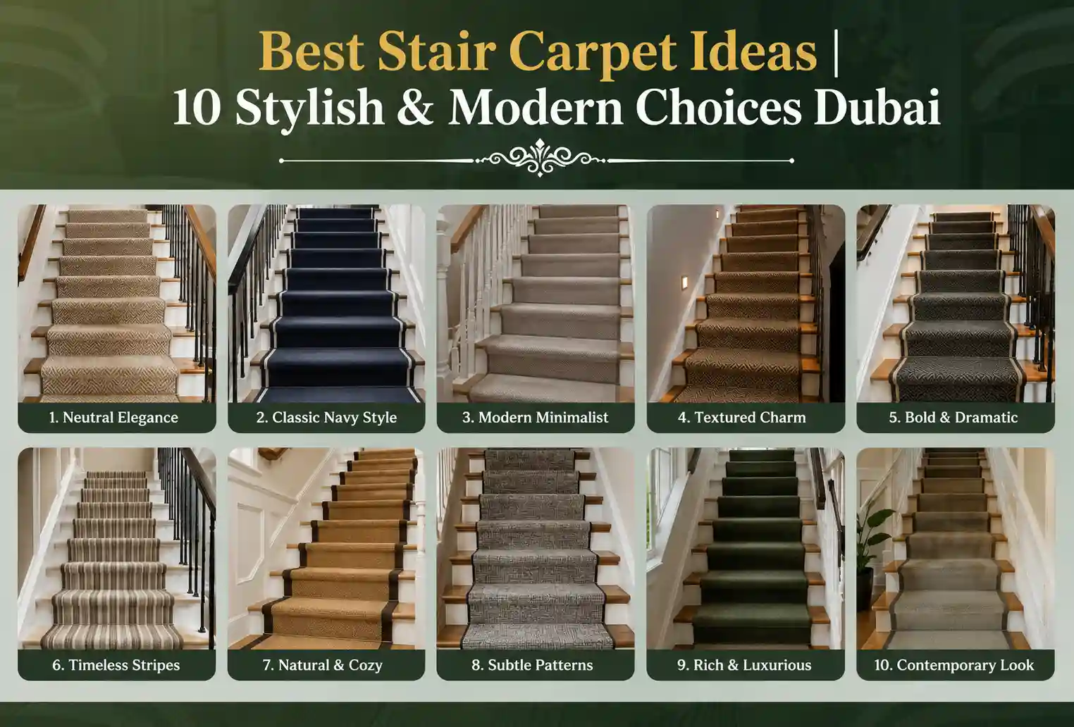 Best Stair Carpet Ideas | 10 Stylish & Modern Choices Dubai 1 Stair Carpet Ideas