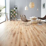 Dark walnut solid wood flooring in a modern home.