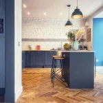 Modern Kitchen with a solid wood parquet oak flooring