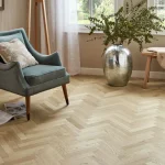 Solid Wood Flooring in a Parquet Pattern.
