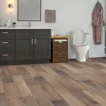 Cappuccino Oak Click LVT Flooring Installed in Bathroom
