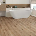 Classic Tawny Oak LVT Flooring Installed in Bathroom