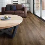 Modern living room with Dark oak SPC flooring.