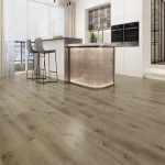 Water-resistant SPC flooring in a kitchen setting.