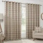 A side view of Red Plaid Curtains in Living Room Dubai