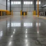 Close-up of metallic epoxy flooring with a swirling, marble-like design.