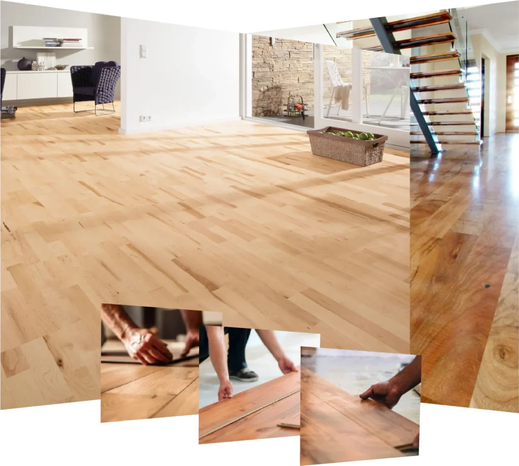 collage of photos showcasing different types of flooring