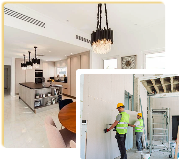 modern-kitchen-renovation-before and-after-with-construction-workers