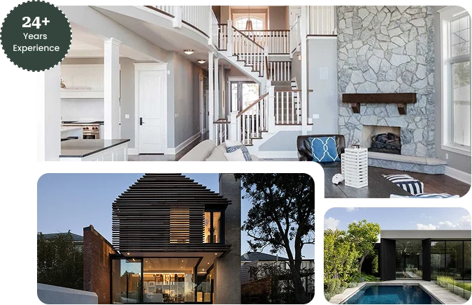 Villa Renovation 1 villa-renovation-collage-grand-staircase-stone-fireplace-contemporary-exterior-poolside